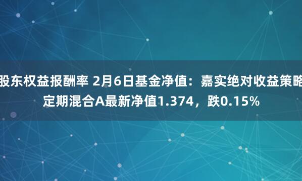 股东权益报酬率 2月6日基金净值：嘉实绝对收益策略定期混合A最新净值1.374，跌0.15%