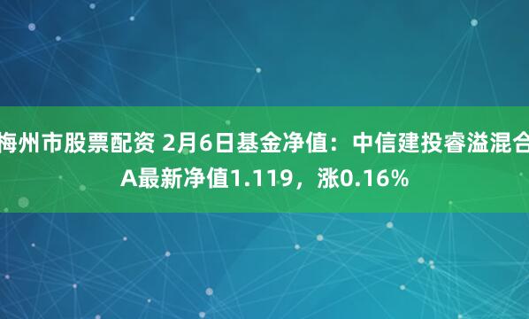 梅州市股票配资 2月6日基金净值：中信建投睿溢混合A最新净值1.119，涨0.16%