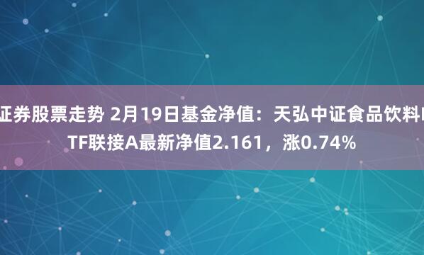 证券股票走势 2月19日基金净值：天弘中证食品饮料ETF联接A最新净值2.161，涨0.74%